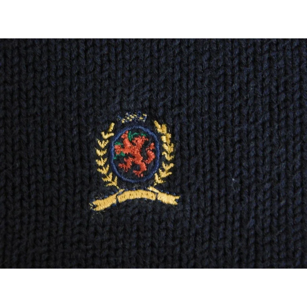 Men's Tommy Hilfiger Crest Sweater Crew Neck Navy Blue Size Large‎ Vintage